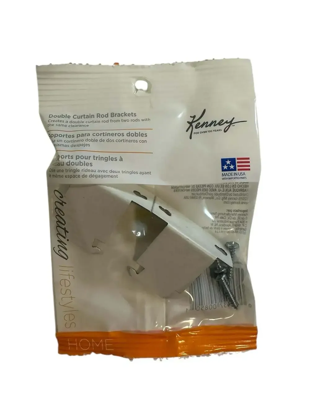 Kenney White Metal Double Curtain Rod Brackets